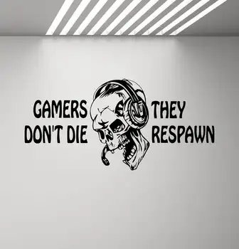 Spil wallsticker tekst-Spillere vil ikke dø Skull hoved spil wall sticker PS4 Xbox-spil værelse teenager soveværelse dekoration YX16