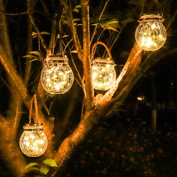 Solar LED-Lys Mason Glas Vandtæt Hængende Lys med Reb Liggende Dekoration til Gårdhave Vej Haven