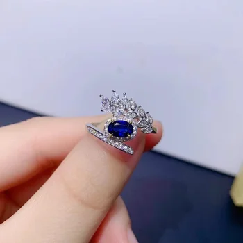 Naturlige Smaragd eller Opal eller Safir Ring 925 Sølv Damer Ring Luksuriøs Atmosfære Værdig og Elegant