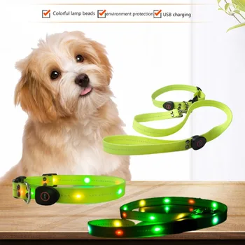 Genopladelige Hund LED Lysende Halsbånd Pet Lysende Blinkende Halskæde Udendørs Gå-Hund Nat Sikkerhed Forsyninger .