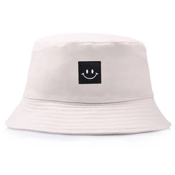 Smil Ansigt Bucket Hat for Mænd Sommer Rejser Spand Beach Sun Hat Broderi Udendørs Cap til Mænd, Kvinder