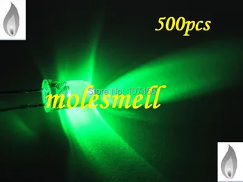 Gratis forsendelse 500 x 5 mm grønt Lys Lys Flimmer Ultra Lyse Blinkende grønne LED-lys grøn Leds