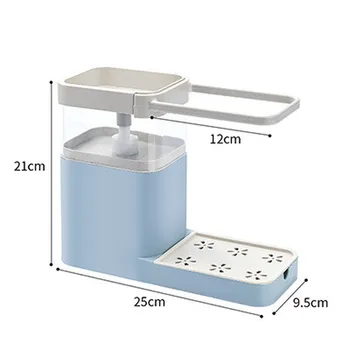 Køkkenet Vask Hylde Sæbe Pumpe Dispenser Med Svamp Holder Afløbet Storage Rack Opvask Flydende Tryk På Feltet Hjem Renere Organizer