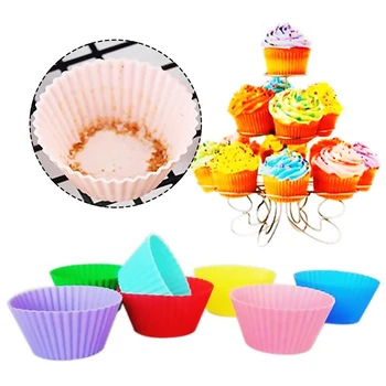 Rund Blød Silikone Kage, Muffin Chokolade Cupcake Liner Bagning Kop Skimmel Køkken Bagning Af Tilfældig Farve