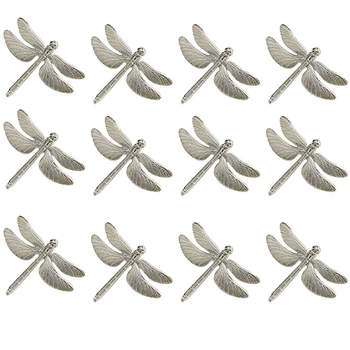 24 Stk Dragonfly servietringe, Serviet Spænde Hotel Bryllup Ferie Bord Dekoration, Sølv & Guld
