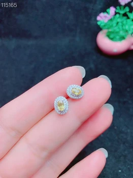 KJJEAXCMY fine smykker 925 sterling sølv indlagt naturlige farve safir øreringe ring vedhæng populære pige passer til støtte test