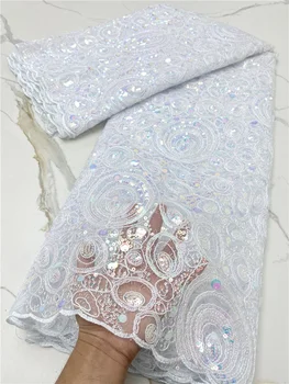 PGC Høj Kvalitet Afrikanske Pailletter Blonde Stof 2021 Handcut Lace Materiale Nigerianske Lace Fabrics For Brylluppet Part, der Asoebi YA4213B-4