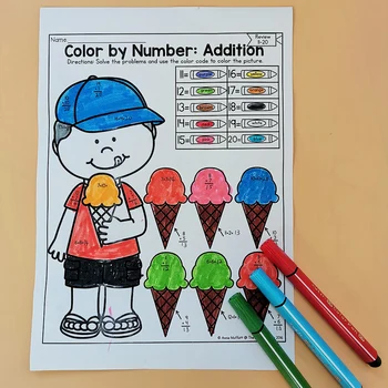 Addition og Subtraktion Farve Ved at Række Aritmetiske Papir Børnehave Lære engelsk Sprog Børnehave Projektmappe Farve Bøger