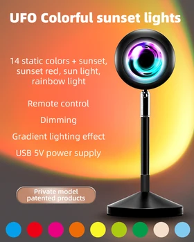 Internet Kendte Live Bord Lampe USB-Genopladelige Solnedgang Rainbow Projektion RGB16 Farve Fjernbetjening Fotografering Fyld Lys