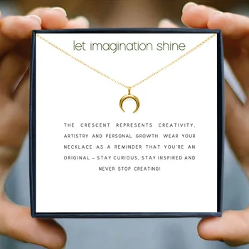 IcareU Enkle Design Moon Halskæde Til Kvinder 2021 Minimalistisk Vedhæng Choker Smykker Med Gaveæske Smykker Engros Dropshipping