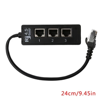 LAN-Ethernet-Netværk RJ45 1 Mandlige og 3 Kvindelige Stik Splitter Adapter Kabel H052