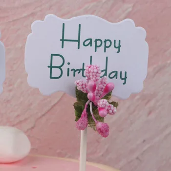 3pcs/mange Enkle Pink Frugt Fødselsdag Sød Gave Kage Topper Papir Kort Happy Birthday Party DIY Dessert Indsætte Bunting Plukke Frugt