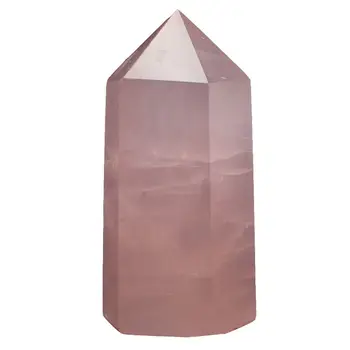 Naturlige rosa kvarts krystal dot pulver crystal søjle hånd poleret hjem dekoration sekskant søjle