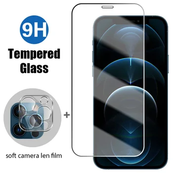 2IN1 hærdet glas til iPhone 11 12 7 8 6 6S XS Plus Pro Max Mini kamera film screen protector til iphone XR SE 2020 X glas