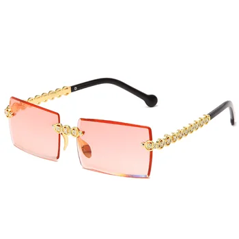 Nye Diamant Solbriller Kvinder Tendens Uindfattede Briller Mænd Crystal Damer Luksus Solbriller UV400 Kvindelige Briller