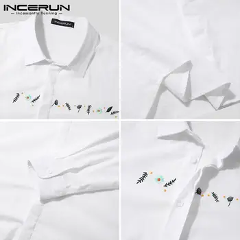 2021 Mænd Casual-Shirt med Print Bomuld Revers Lange Ærmer-Knappen Harajuku Mænd Tøj Streetwear Fritid Camisas S-5XL INCERUN