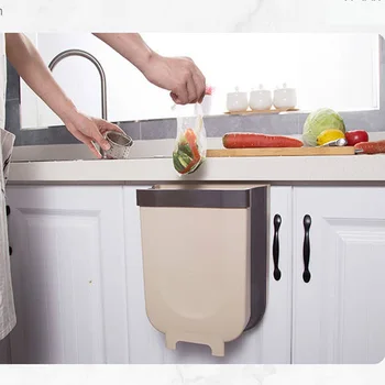S / L Sammenklappelig Papirkurven Køkken Låge Opbevaring Hængende Papirkurven Vægmonteret Papirkurven Til Opbevaring Af Affald I Toiletter
