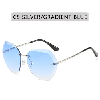 2021 Nye Mode Brand Design Vintage Uindfattede Pilot Solbriller Kvinder Mænd Retro Skære Gradient Linse solbriller Kvindelige UV400