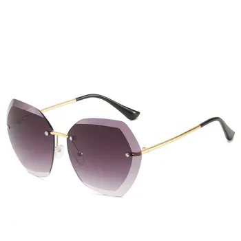 2021 Nye Mode Brand Design Vintage Uindfattede Pilot Solbriller Kvinder Mænd Retro Skære Gradient Linse solbriller Kvindelige UV400