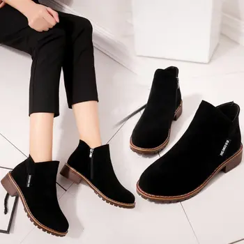 Nye smarte Platform Ankel Støvler med Chunky Hæl Ankel Støvler til Kvinder Vinter Støvler Kvinder Solid Farve-Høj hæl Støvler Botas Mujer