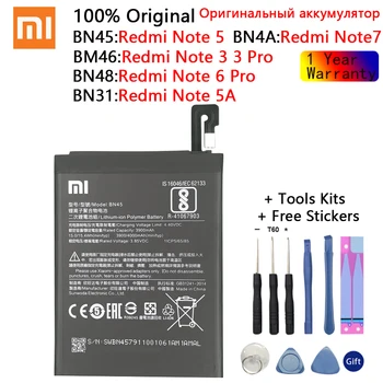 Xiao Mi Oprindelige Udskiftning Mobiltelefon Batteri Til Xiaomi Mi Redmi Bemærk A1 3 5 5A Mi 5X 6 7 Y1 Lite S2 Pro Batería batterier +Værktøjer