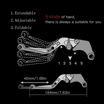 Semspeed Udvides Foldet Brake Clutch Håndtaget Passer til Kawasaki NINJA 125 Z125 Z250SL NINJA 250R NINJA 300R NINJA 400 VERSYS 300X