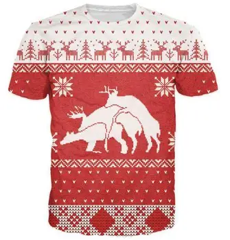 Nye Fashion Kvinder/mænd Christmas T-Shirt Trykt Hjorte 3d-T-Shirt Harajuku T-Shirt Sjove Sne/Jul Hjort t-Shirts 5XL