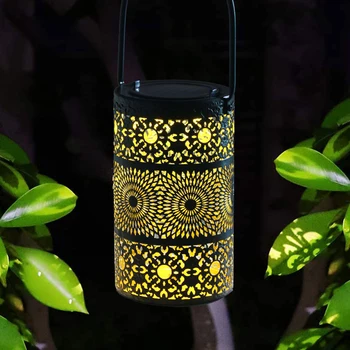 LED Solcelle Lanterne-Lys Hule Lanterne Projektion Lys Smedejern Græsplæne Indsats Lamper til Udendørs Have Gårdhave Dekoration