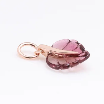 Bewill S925 Sterling Sølv, Pink Murano-Rose Gold Glaseret Nedfaldne Blade Rem Perler Passer Oprindelige Charme Halskæde