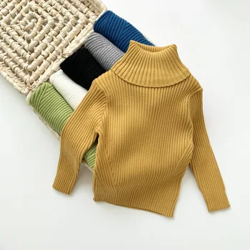Korean Style Børn Sweater Efterår og Vinter Drenge Strikket Pullover Rullekrave Piger Sweater DT208