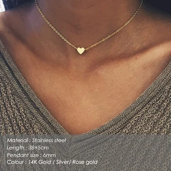Guld rustfrit stål hjerte halskæde kvinder æstetiske chokers halskæde til kvinder engros mode smykker