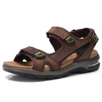 Mænds Ægte Læder Sandaler, Høj Kvalitet Og Stor Størrelse Mænd Beach Sandaler Mode Luftpude Sandaler Åndbar Sko Mænd 39-46