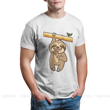 Kebab Kød Retter Shashlik Gyros Nyeste TShirt for Mænd Søde Sloth Runde Krave Pure Cotton T-Shirt Gave Tøj Toppe Stor Størrelse