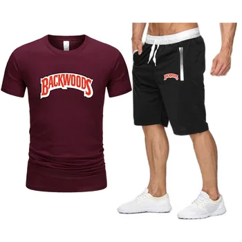 Brand Backwoods Mænd T-Shirt Beach Shorts Sæt 2021 Sommeren Sportstøj Jogging Bukser, T-shirt Streetwear Harajuku Toppe Tshirt Stil