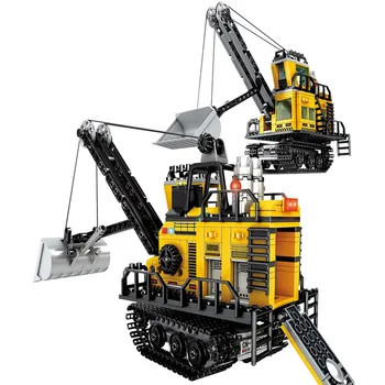 Byen Engineering Minedrift Maskiner, Model byggesten DIY Klassiske Gravemaskine Lastbil Bil Bicks Legetøj Gaver Til Børn