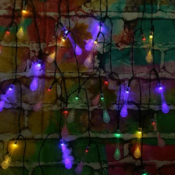 Solar LED Fe String Lys Intelligent Sensor Farverige Glas Boble krystalkugle Garland Lampe Haven Dekoration