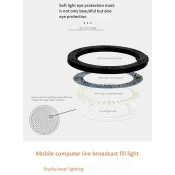 Ring Lys Kit LED-Ringen Lys med Stativ Spejl & Bluetooth Fjernbetjening til YouTube Streaming Makeup Selfie Fotografering