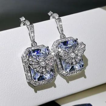 Fint S925 Sterling Sølv God Naturlig Diamond Drop Øreringe til Kvinder Sølv 925 Smykker Bizuteria Gemstone Granat Øreringe Box