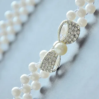 Elegante Kvinder Pearl Bælte Bælte I Taljen Elastik Spænde Pearl Kæde Bælte Kvindelige Piger Dress Crystal Rem