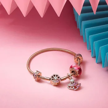 Ny 2020-Blue & Pink Fan Merlion Charms Klip, Perler Passer Oprindelige Pandora Charm-Armbånd til gør det selv Smykker at Gøre Gave Tilbehør