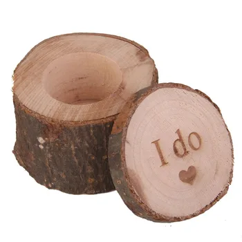 ANGRLY Træ-Trykt jeg Elsker Hjerte Shabby Chic Rustikke Vielsesring Bærer Max Rustikke Vielsesring Pude Party Box