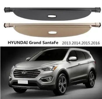 Høj Kv Bil bagfra Kuffert bagageskjuleren Security Shield Skærmen skygge Passer Til HYUNDAI Grand SantaFe 2013-2016 (sort, beige)