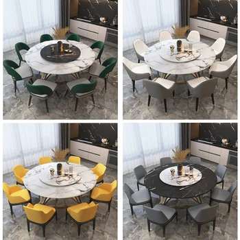 Runde Nordiske spisebord med drejeskive på moderne minimalistisk spisebord