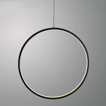 Moderne LED-Lysekrone Lys runde ring Cirkel Pendel Hjem Til stuen Belysning Indendørs Sort Lustre Lysekrone Armatur