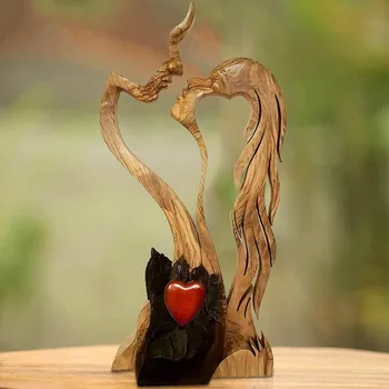 Med Evig kærlighed Træ Ornamenter Indendørs Træ-Ornamenter i Træ-hjerte Skulptur Bruser Dekorationer Store Gaver til Venner