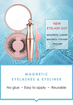 Magnetisk øjenvipper Magnetiske Flydende Eyeliner & Magnetiske Falske Øjenvipper & Tweezer Set magnetic eyeliner og lange falske øjenvipper