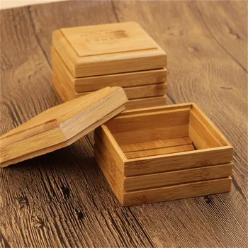 Træ Farve Bambus Japansk Soap Box Badekar, Brusebad Sæbe Bakke Afløbsbakke Sæbe Holder Badeværelse Forsyninger