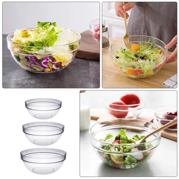 3Pcs Vegetabilske Skåle Salat Opbevaring Indehavere Opbevaring Frugt Skåle (Gennemsigtig)