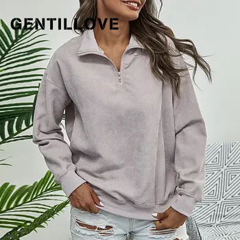 Kvinder Efteråret Langærmet Rullekrave Fløjlsbukser Hættetrøjer Vintage Solid Løs Oversize Sweatshirts Pullovere Streetwear Toppe I 2020