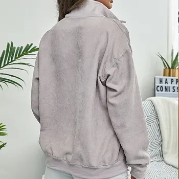 Kvinder Efteråret Langærmet Rullekrave Fløjlsbukser Hættetrøjer Vintage Solid Løs Oversize Sweatshirts Pullovere Streetwear Toppe I 2020
